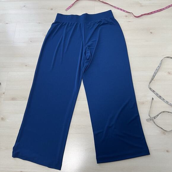 JM Collection Wide-Leg Pull-On Jersey Pants Royal Blue Large Comfort Waist - Picture 6 of 8